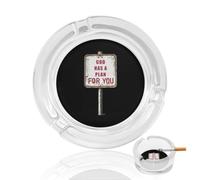 Gods Plan Sign Round Glass Ashtray Washable Simple Ash Trays