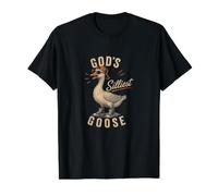 God's Silliest Goose Funny Cool Guy - Christian Bible Pun Value Graphic T-Shirt, Men, Black, S