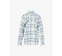 Gods True Cashmere Womens Seafoam Moonstone Unisex Gemstone-embellished Popper Check-print Shirt Xl