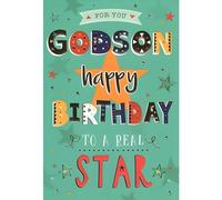 Godson Birthday Card - A Real Star with an Embossed Foil Finish - by ICG