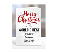 Godson card from Godfather, Merry Christmas to the World's Best, gifts for men, women, greetings card, female, male, him, her, presents, A5-260a_258