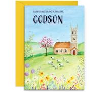 Godson Happy Easter Card - A5 Size with Envelope