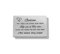 Godson Wallet Card,Engraved Wallet Insert for Godson,To My Godson Gifts,Baptism Card Gifts for Godson,Confirmation Gifts for Teenage Boy Birthday Christening Gifts from Godmother Godfather Godparents
