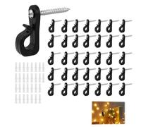 GodtKowty 35 Pcs Screw-in Hooks Set for Outdoor Lights and Decorations, Stainless Steel and ABS Plastic, Secure Safety Buckle Design - for Home and Garden Hanging Solutions