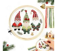 GodtKowty Christmas Embroidery Starter Kit for Adults and Beginners - Complete DIY Needlepoint Supplies with Instruction, Embroidery Hoop, and Threads for Handmade Crafting Fun,Cybermonday