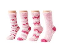 GodtKowty Fluffy Socks for Women Slipper Warm - Thick Warm Slipper Socks, Cozy Fleece Cabin Socks for Winter, Soft Plush Sleep Socks in One Size Fits UK 4-9 / EU 37-43