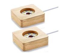 GodtKowty Pack 2 Wooden LED Display Base Crystal Glass Light Base Powered Light Stand for Crystal,Warm Light Square USB Glass, Resin Art, and Jewelry, for 3D Crystal Laser Displays