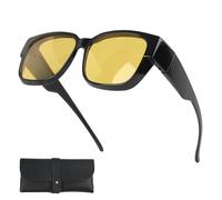 GodtKowty UNISEX,Polarized Night Driving Glasses - Oversized Wrap-Around Sunglasses with Anti-Glare Protection, Fits Over Prescription Eyewear, for Nighttime Driving, Cycling, and Outdoor Activities