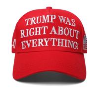 GODVINTAGE Trump Was Right About Everything Hat, White Text With Red, One Size, USA Flag Baseball Cap, Men's Adult Trump Supporter Cap