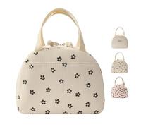 GODWOODS Corduroy Lunch Bag with Cotton Webbing Handles - 6.65L Thermal Insulated Food Tote, Leakproof Reusable Meal Prep Container for Office, Picnics & Travel (25x14x19cm)