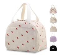 GODWOODS Corduroy Lunch Bag with Cotton Webbing Handles - 6.65L Thermal Insulated Food Tote, Leakproof Reusable Meal Prep Container for Office, Picnics & Travel (25x14x19cm)