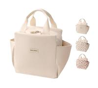 GODWOODS Corduroy Lunch Bag with Cotton Webbing Handles - 6.65L Thermal Insulated Food Tote, Leakproof Reusable Meal Prep Container for Office, Picnics & Travel (25x14x19cm) (Beige, 13.5L)