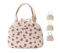 GODWOODS Corduroy Lunch Bag with Cotton Webbing Handles - 6.65L Thermal Insulated Food Tote, Leakproof Reusable Meal Prep Container for Office, Picnics & Travel (25x14x19cm) (Corduroy Love)