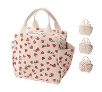 GODWOODS Corduroy Lunch Bag with Cotton Webbing Handles - 6.65L Thermal Insulated Food Tote, Leakproof Reusable Meal Prep Container for Office, Picnics & Travel (25x14x19cm) (Love, 13.5L)