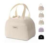 GODWOODS Corduroy Lunch Bag with Cotton Webbing Handles - 6.65L Thermal Insulated Food Tote, Leakproof Reusable Meal Prep Container for Office, Picnics & Travel (25x14x19cm) (Beige)