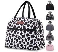 GODWOODS Insulated Lunch Bag Leakproof Thermal Cooler Box for Adults, Kids, Men Women - Waterproof Reusable Tote with Organizer for School, Work, Picnic, Beach Camping (Cowprint)