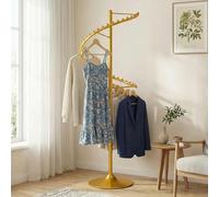 GoDyna 180cm Rotating Clothes Rack Max Load 150kg Heavy Duty Clothing Tidy Rail for Hanging Coats, Dresses, Hats Display, Gold Cloth Storage for Bedroom, Closet, Laundry