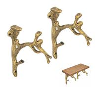 GoDyna 2 Pack Vintage Branch-Shaped Shelf Brackets, Bronze Wall Mount | Unique Branch-Shaped, Vintage Bronze Finish, Decorative Wall-Mounted Shelf Support for Books, Plants, Displays and Home Décor