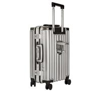 GoDyna 20 Inch Trolley Suitcase Carry On Luggage with Cup Holder & TSA Lock | Built-In Cup Holder & Side Hook, 360° Spinner Wheels, for short trips and travel, Coded lock and TSA lock, Silver