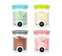 GoDyna 4 Pack Creami Deluxe Tubs with Color Lids 16oz, Replacement Ice Cream Containers Compatible with Ninja Swirl NC700UK NC701UK NC701 Series, BPA-Free Freezer & Dishwasher Safe Pint Containers