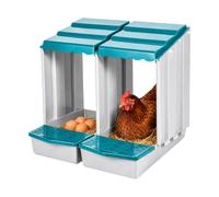 GoDyna Roll-Away Chicken Nesting Box, 2-Compartment Automatic Egg Collection Box for Chicken Coop, 54.5 x 46 x 48 cm Weatherproof Poultry Laying Nest with Sloped Egg Roll Design & Ventilation
