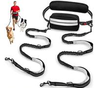 Godyoy Hands Free Dog Leash, Extra-Thick Soft Waist Belt Double Dog Leash for Two Dogs with Safety Lock, Retractable Leashes with Double Padded Handles for Walking Running Accessories