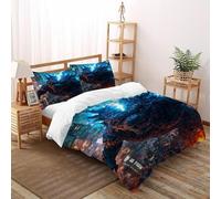 Godzilla City Bedding Set 3D Design Animal Themes Wildlife Duvet Cover Set Microfiber Quilt Cover Universal for All Seasons with Pillowcase Super King（260x220cm）