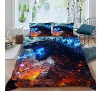 Godzilla City Bedding Set 3D Digital Printing Animal Themes Wildlife Duvet Cover Set Chic Breathable Comforter Cover Girl Woman with Pillow King（220x240cm）