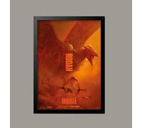 Godzilla King of monsters Rodan Reproduction Classic Movie Film and Theatre Poster wall art print (A4 Framed - Black Frame)