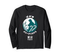 Godzilla Merry Christmas Tokyo Illustration Retro Movie Long Sleeve T-Shirt
