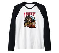 Godzilla Naughty Funny Christmas Retro Movie Monster Raglan Baseball Tee