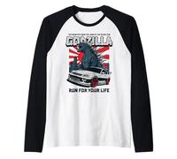 Godzilla - Run for Your Life Car Raglan Baseball Tee