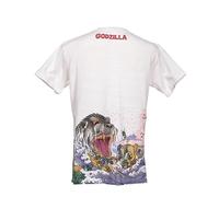 Godzilla T-Shirt Japanese Art Cherry Blossom Mt. Fuji Hokusai White, White, Large