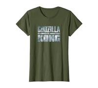 Godzilla vs Kong - Official Metallic Logo T-Shirt, Women, Olive Green, X-Small