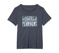 Godzilla vs Kong - Official Metallic Logo T-Shirt, Women's Plus, Heather Blue, 4X