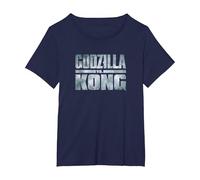 Godzilla vs Kong - Official Metallic Logo T-Shirt, Women's Plus, Navy Blue, 5X
