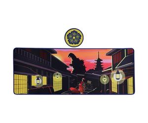 Godzilla XL Retro Artwork Desk Pad & Coaster Set - Officially Licensed Merchandise - Non-Slip Rubber Base + Micro-Textured Tracking Surface
