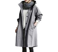 goeamcru Pac a Mac Ladies Waterproof,Womens Waterproof Jackets Lightweight Hooded Rain Coat Women Cold Weather Long Sleeve Windbreaker Climbing Outdoor Hooded Ladies Winter Trench Coat Grey