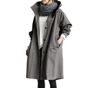 goeamcru Pac a Mac Ladies Waterproof,Womens Waterproof Jackets Lightweight Hooded Rain Coat Women Cold Weather Long Sleeve Windbreaker Climbing Outdoor Hooded Ladies Winter Trench Coat Dark Gray