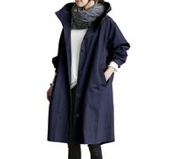 goeamcru Pac a Mac Ladies Waterproof,Womens Waterproof Jackets Lightweight Hooded Rain Coat Women Cold Weather Long Sleeve Windbreaker Climbing Outdoor Hooded Ladies Winter Trench Coat Navy