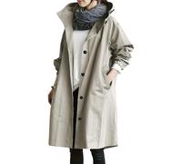 goeamcru Pack a Mac Womens,Womens Waterproof Jackets Lightweight Hooded Rain Coat Women Cold Weather Long Sleeve Windbreaker Climbing Outdoor Hooded Ladies Winter Trench Coat Beige