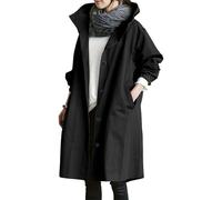 goeamcru Pack a Mac Womens,Womens Waterproof Jackets Lightweight Hooded Rain Coat Women Cold Weather Long Sleeve Windbreaker Climbing Outdoor Hooded Ladies Winter Trench Coat Black