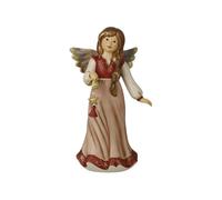 Goebel Angel Figurine Sparkling Poinsettia Bordeaux - Heavenly Messenger Christmas