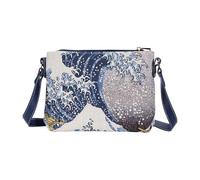 Goebel Katsushika Hokusai 061-97-1 Shoulder Bag from the Artis Orbis Collection 25 x 5 x 19.67, Blue/Multi-Coloured, 25x5x19, Faux leather and tapestry travel bag