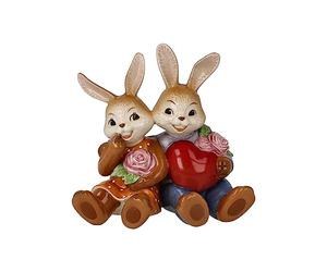 Goebel Rabbit Couple Figurine My Valentine Treasure! Made of Stoneware, Dimensions: 12 x 8 x 12 cm, 66-845-84-1
