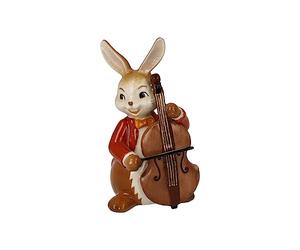 Goebel Rabbit Figurine Happy Bassist Made of Stoneware 4.5 x 4 x 8 cm 66-845-80-1