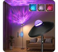 GOEBLESON LED Floor Lamp with RGB Galaxy Projector, 18W Double Sided Corner Light Rotatable, Dimmable Standing Lamp with Remote, Black Modern Lamp for Living Room, Bedroom, Kids Room, Gaming ZB14LDK05