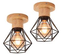 Goeco 2 Pack Retro Ceiling Lights, E27 Vintage Industrial Pendant Lights in Black Goeco Black