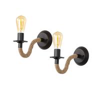 Goeco 2 Pieces Vintage Wall Lamp Industrial Style Hemp Rope Wall Lamp E27 in Black Goeco Black