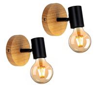 Goeco 2 x Interior Wall Sconce for Bedroom Wood Wall Sconce 350° Rotation in Black Goeco Black